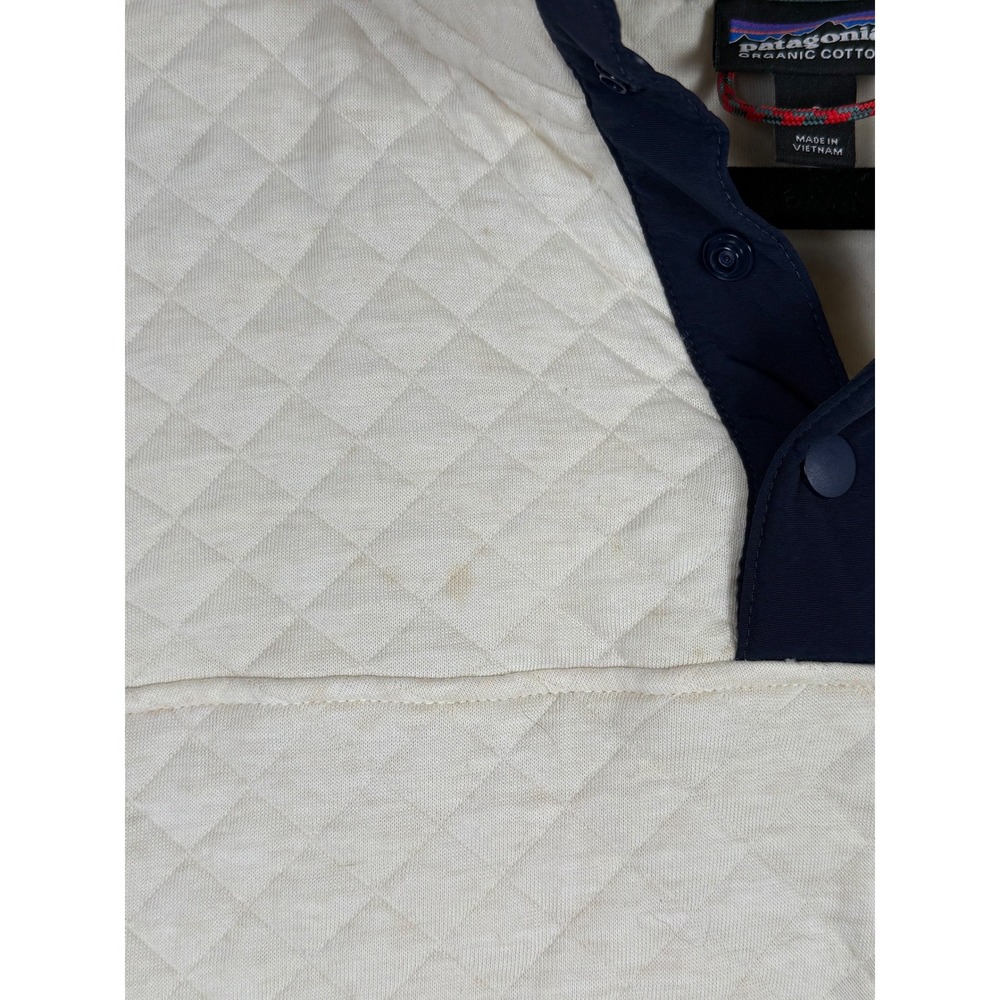 Patagonia Womens Quilted‎ Snap Neck Organic Cotton Pullover Sweatshirt Cream S - Picture 4 of 8